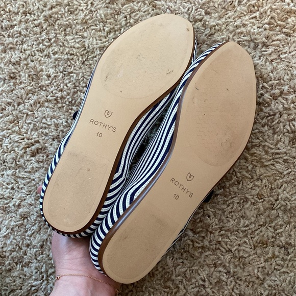 Rothy's Marina Navy Pinstripe Square Mary Jane Flats EUC Size 10 - Picture 3 of 6